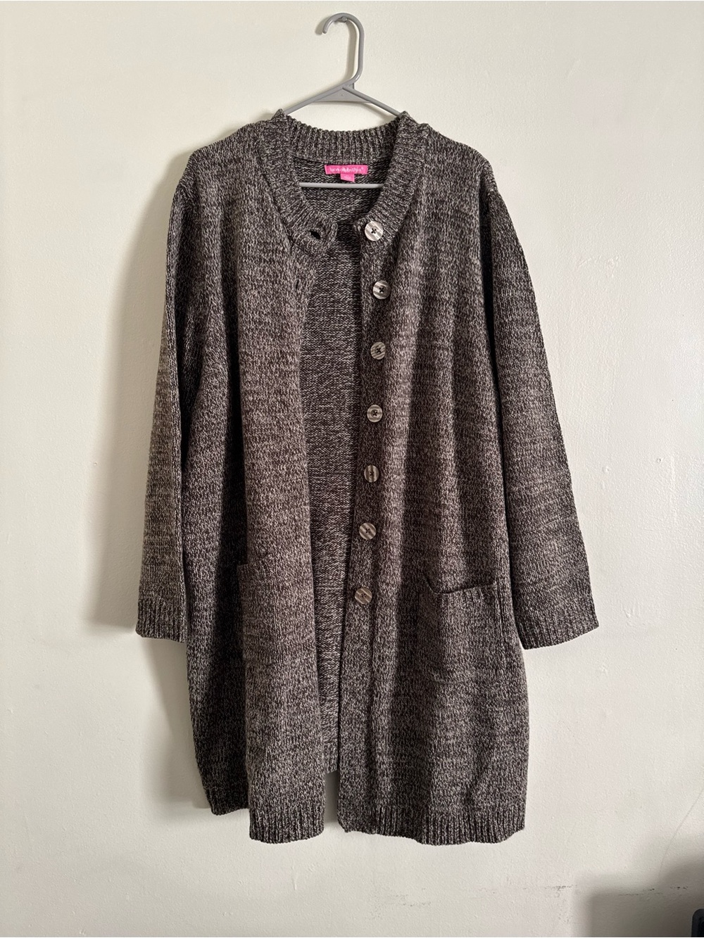 Woman Within Marled Brown Button Front Cardigan